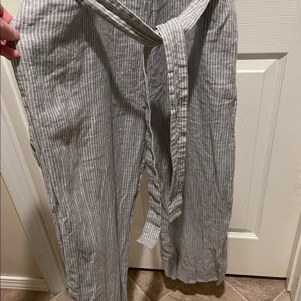 Everlane linen stripe jumpsuit
